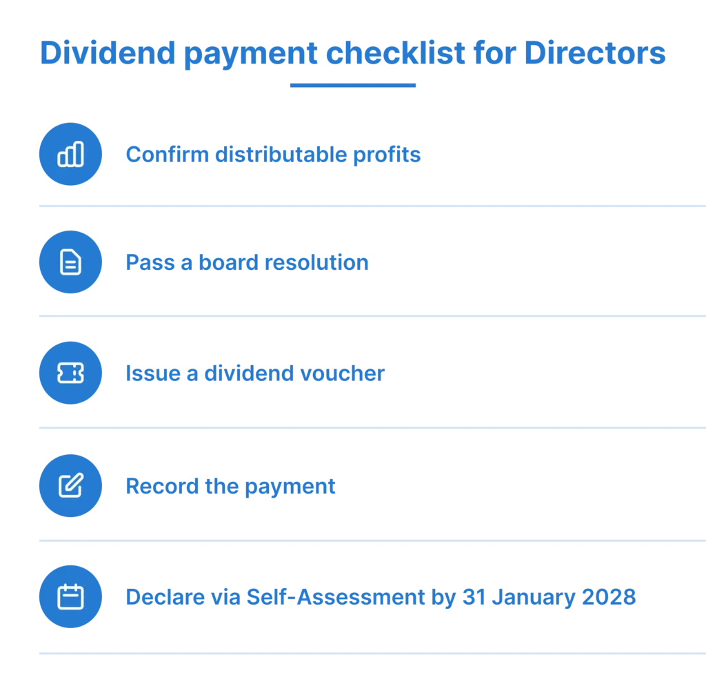 dividend payment checklist for directors