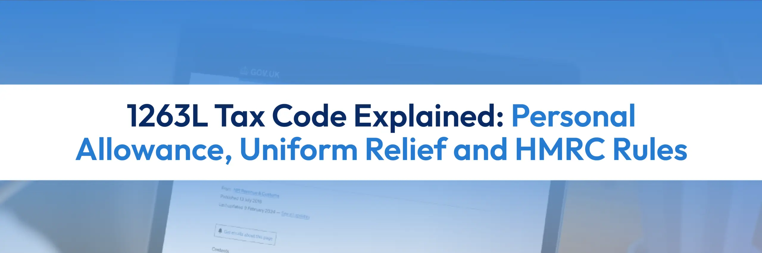 1263L tax code explained with Personal Allowance, uniform tax relief and HMRC rules